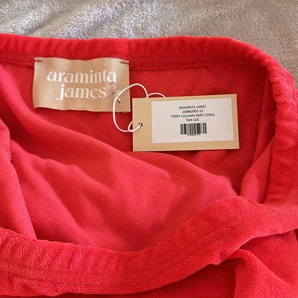 ARAMINTA JAMES Cotton Terry Column Skirt w Side Slit - Coral - L - (12) BNWT Bag - Picture 7 of 12